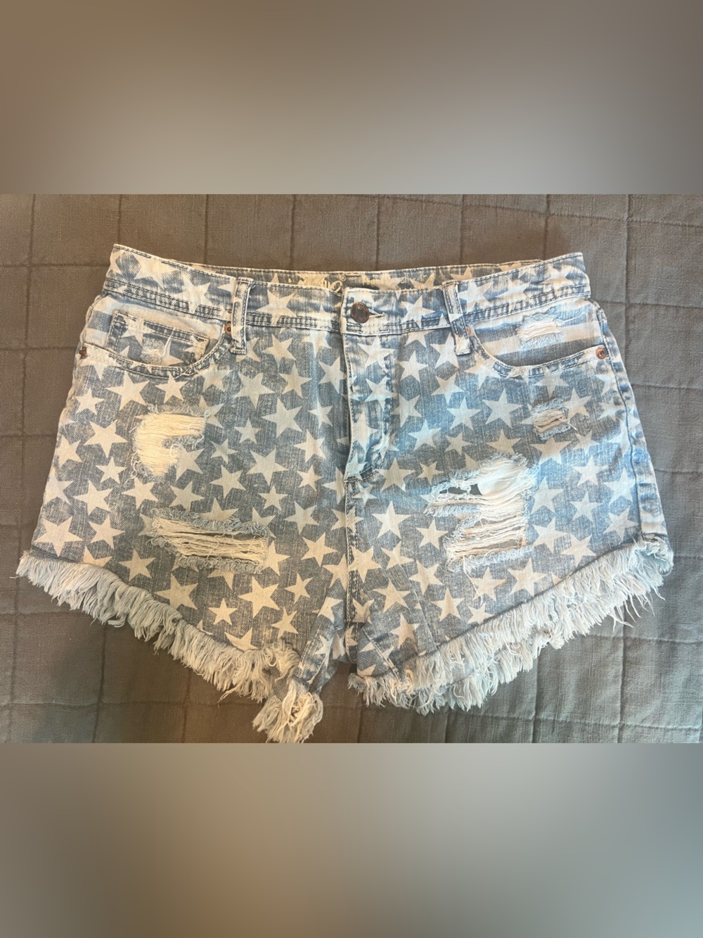 Mossimo Supply Co. Star-Print Distressed Denim Shorts - Blue & White